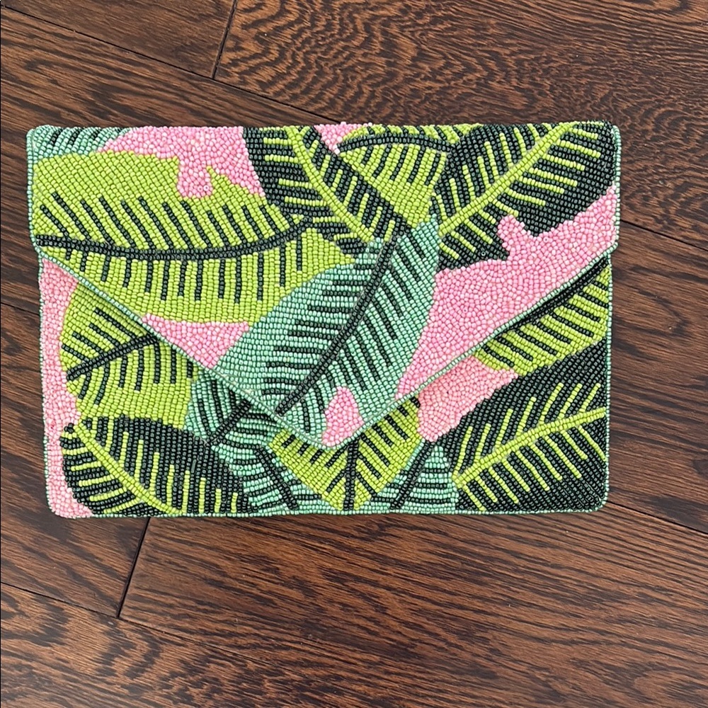 Colorful Beaded Clutch with Leaf Design